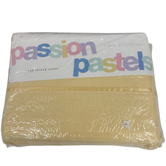 Dayton Hudson Twin Sheets Set Passion Pastels Buttercup 180 Thread Count Vintage - Picture 2 of 9